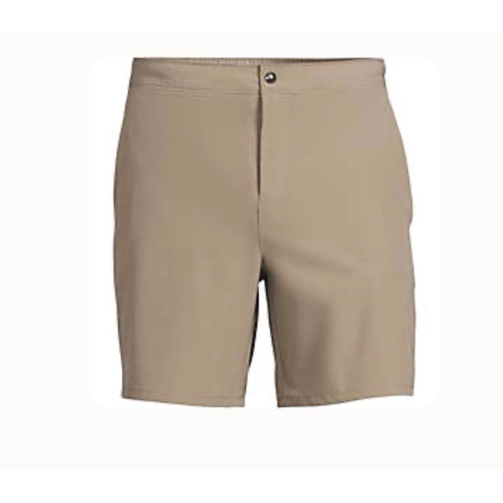 NEW Lands End Mens XXL Lined Hybrid Swim Shorts 7 Inch Khaki XXL Vacation
